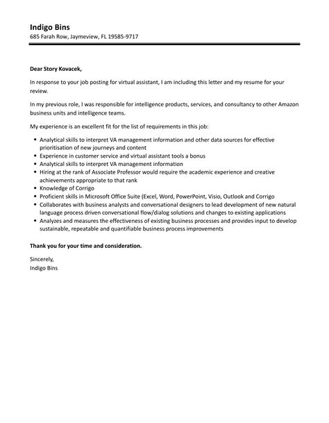 Sample Cover Letter For Virtual Assistant
