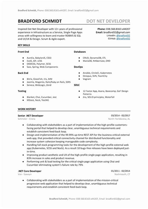 Sample Dot Net Resume For Experienced