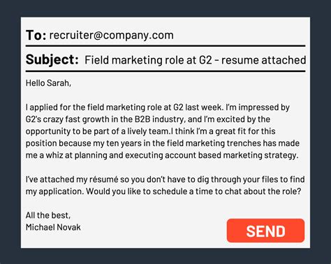 Sample Email To Recruiter With Resume