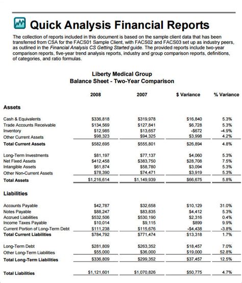 Sample Financial Analysis Report Template