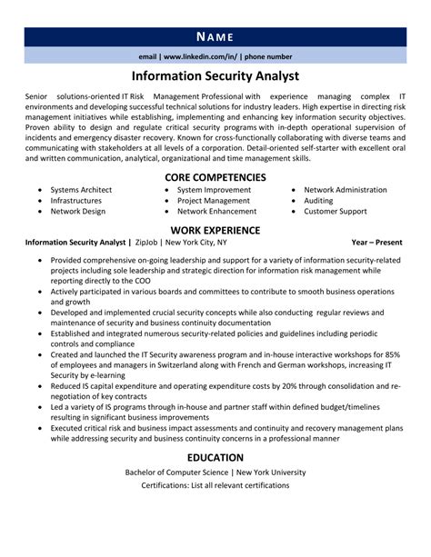 Sample Resume For Information Security Analyst