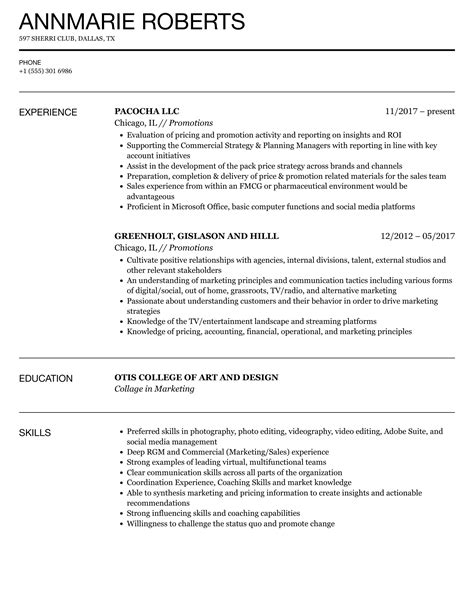Sample Resume For Promotion