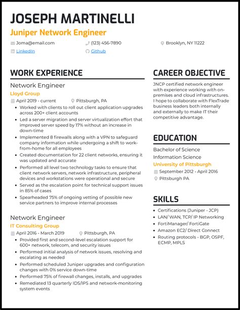 Sample Resume Network Engineer