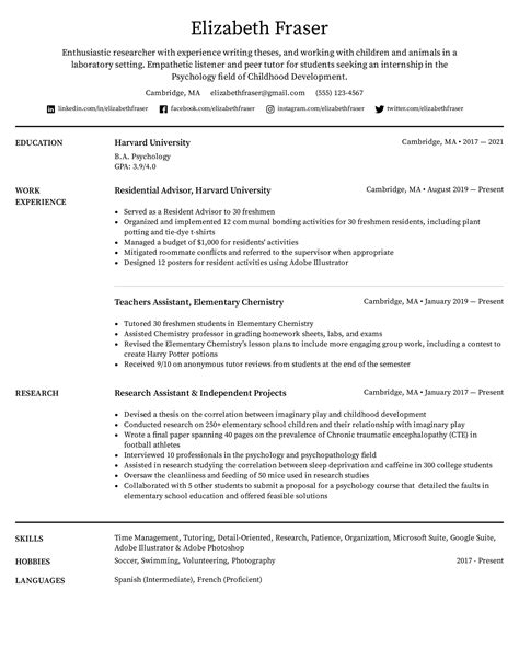 Sample Resumes For University Students