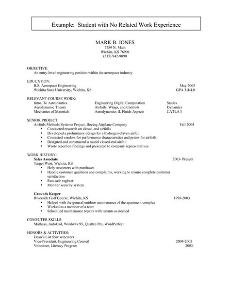 Sample Resumes With No Work Experience