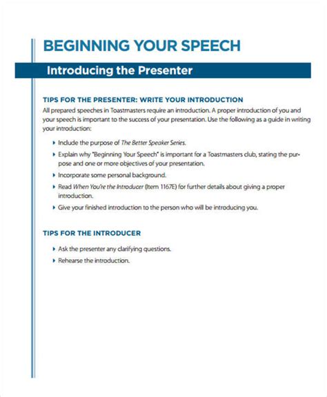 Sample Introduction Speech For Presentation
