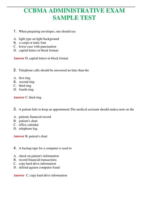Sample Administrative Assistant Test Questions