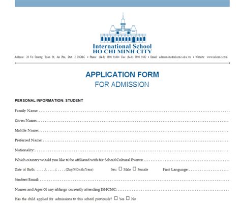 Admission Form PTVEM Primary School