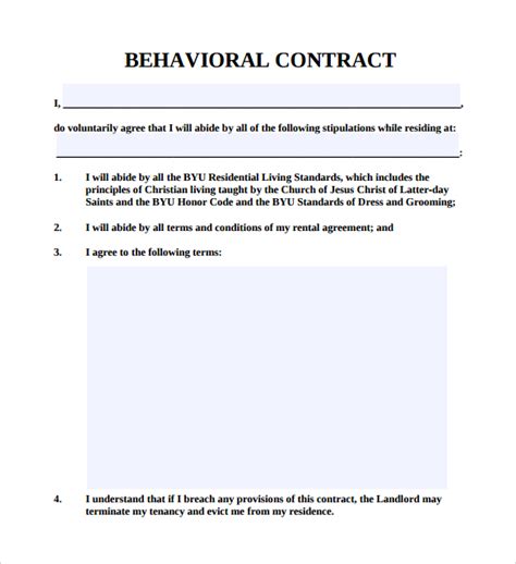 Sample Behaviour Contract - 14+ Free Documents Download in PDF, Word