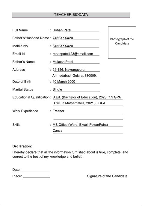 simple biodata format free download Scribd india