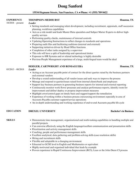 Sample Business Leader Resume Examples