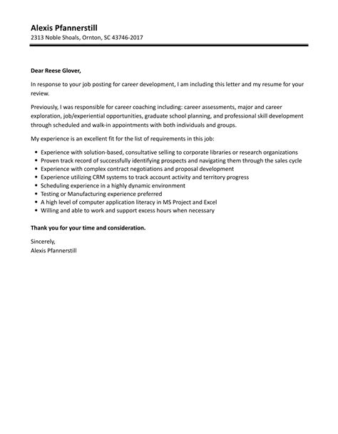 Sample Career Development Cover Letter