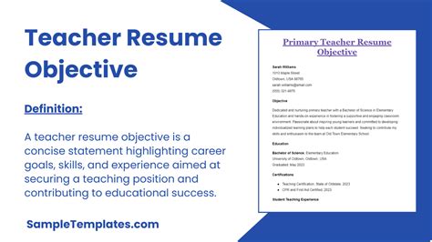 Sample Career Objective For Teachers