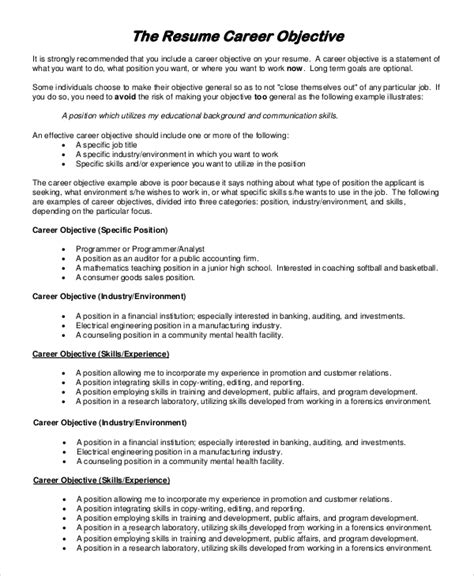 Sample Career Objective Statement For Resume