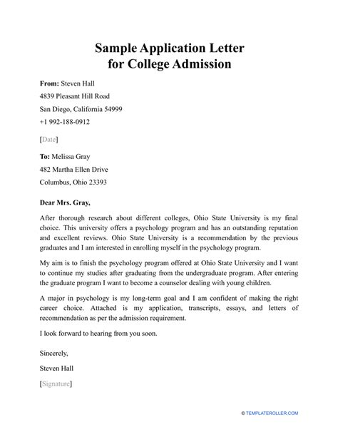 Sample College Admission Letters