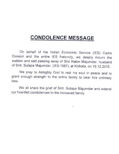 Sample Condolence Message