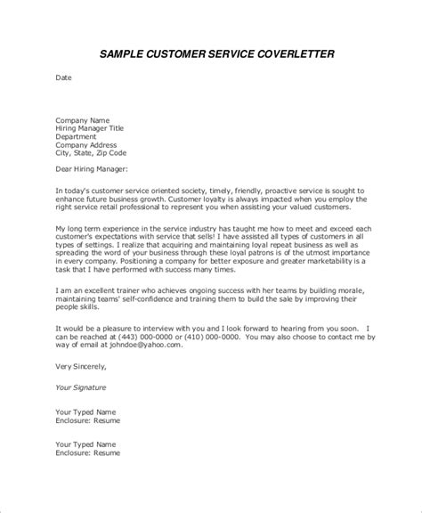 Sample Cover Letter For Resume Customer Service