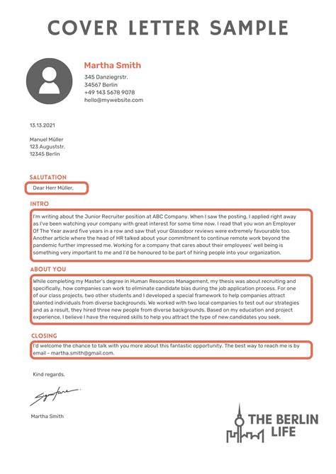 Sample Cover Letter For Internship In Germany