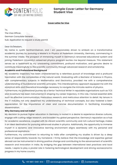 Sample Cover Letter For Job Seeker Visa Germany