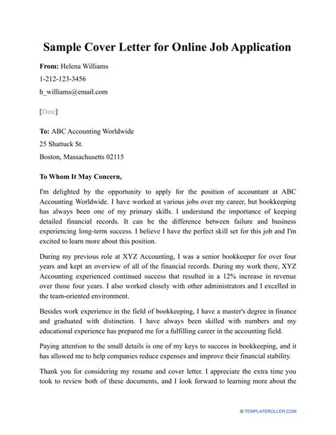 Sample Cover Letter Online Job Posting