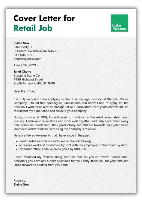 Sample Cover Letter Retail Job