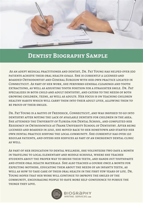 Sample Dentist Biography