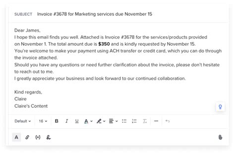 Sample Email Sending Invoice To Client