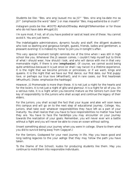 Sample Junior Senior Prom Speeches