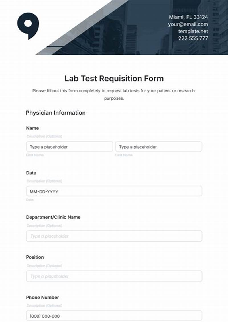 Sample Lab Test Request Form