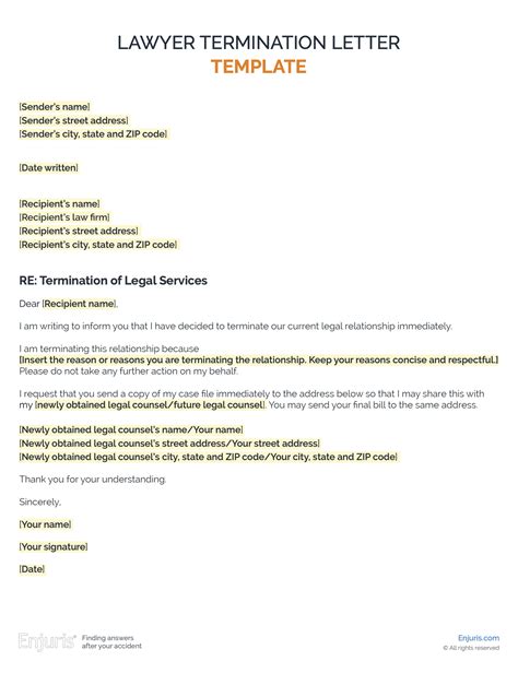 Sample Lawyer Termination Letter Template