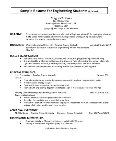 Sample Objective For Student Resume