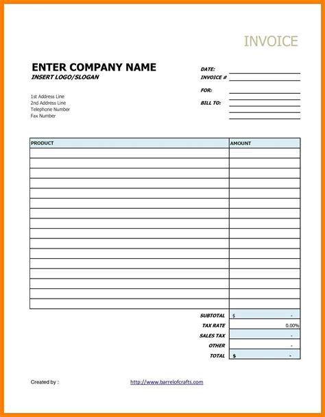 Sample Of Blank Invoice Forms - Cards Design Templates