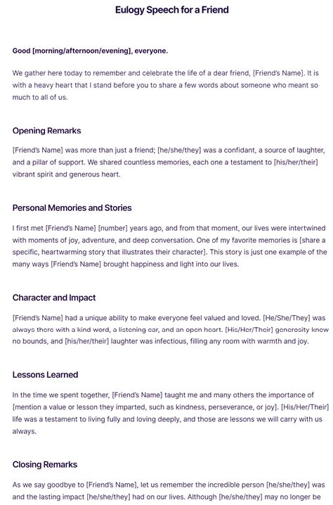 Sample Of Funeral Speech