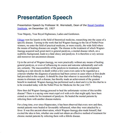 Sample Of Opening Speech For Presentation