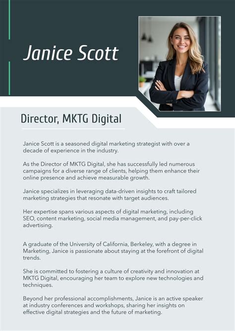 Sample Professional Bio Template