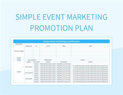 Sample Promotional Plan Template