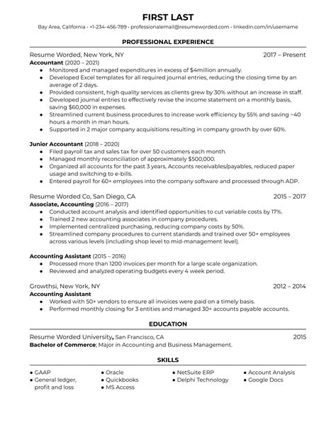 Job Resume For Accountant