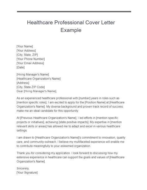 Sample Resume Cover Letter For Healthcare