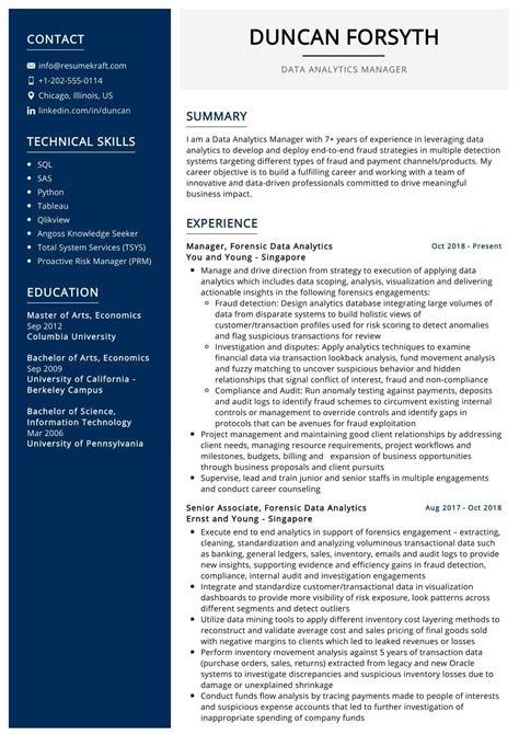 Sample Resume Data Manager
