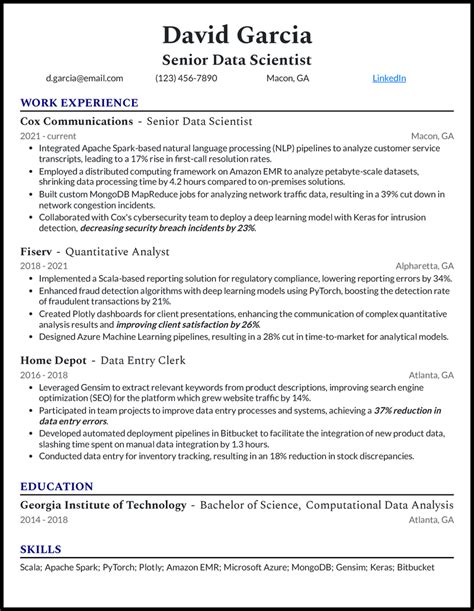 Sample Resume Data Science