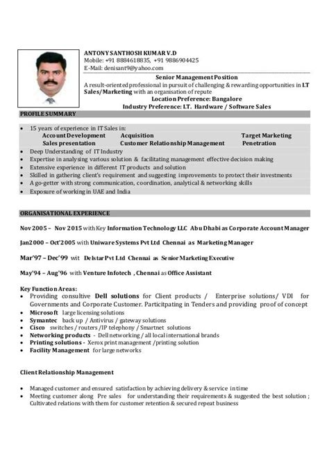 Sample Resume For 15 Years Experience