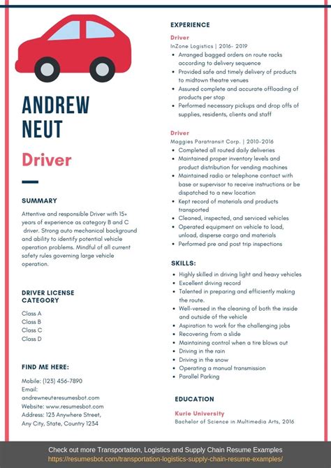 Sample Resume For A-Z Driver