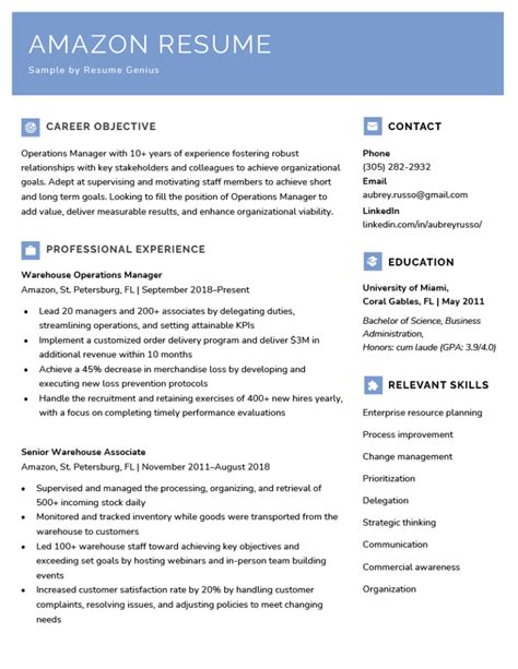 Sample Resume For Amazon Job Pack And Flow