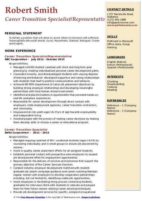 Sample Resume For Career Transition