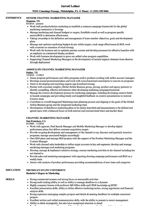Sample Resume For Channel Marketing Manager