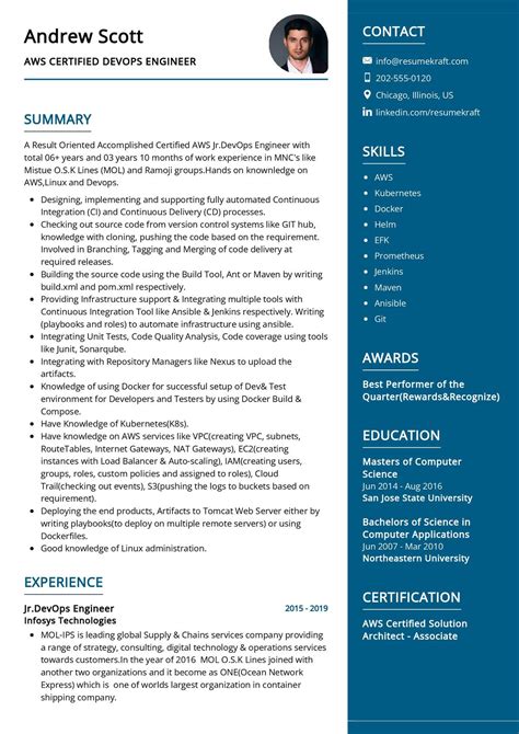 Sample Resume For Experienced Devops Engineer Pdf To Excel