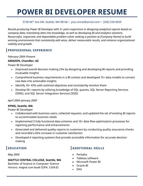 Sample Resume For Experienced Power Bi Tutorial For Beginners