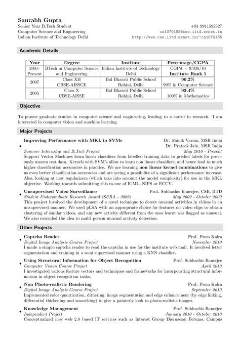 Sample Resume For Freshers In It