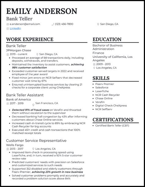 Sample Resume For Job Bank