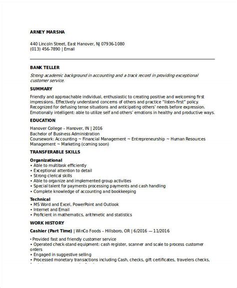 Sample Resume For Job In Banking